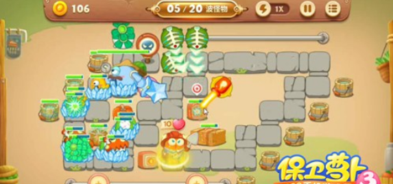 保卫萝卜3集市60关攻略图解 保卫萝卜3集市第60关通关攻略