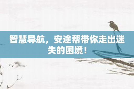 智慧导航，安途帮带你走出迷失的困境！
