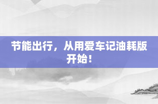 节能出行，从用爱车记油耗版开始！