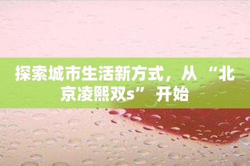 探索城市生活新方式，从 “北京凌熙双s” 开始