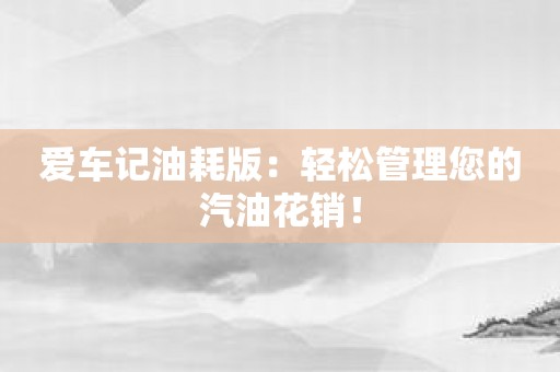 爱车记油耗版：轻松管理您的汽油花销！