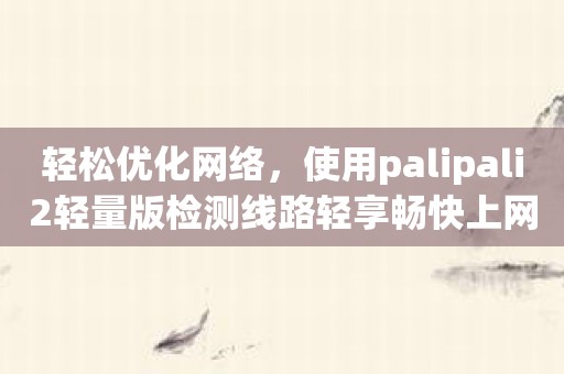 轻松优化网络，使用palipali2轻量版检测线路轻享畅快上网