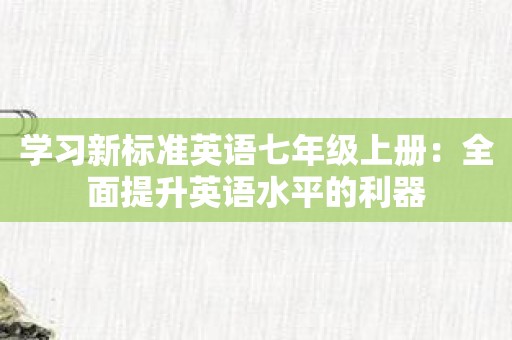 学习新标准英语七年级上册：全面提升英语水平的利器