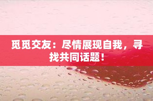 觅觅交友：尽情展现自我，寻找共同话题！