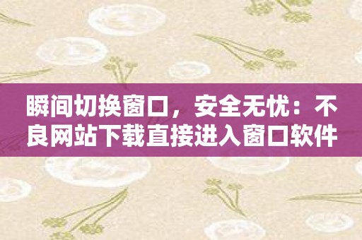 瞬间切换窗口，安全无忧：不良网站下载直接进入窗口软件