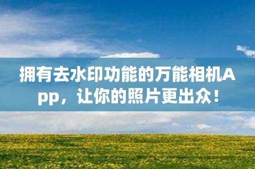 拥有去水印功能的万能相机App，让你的照片更出众！