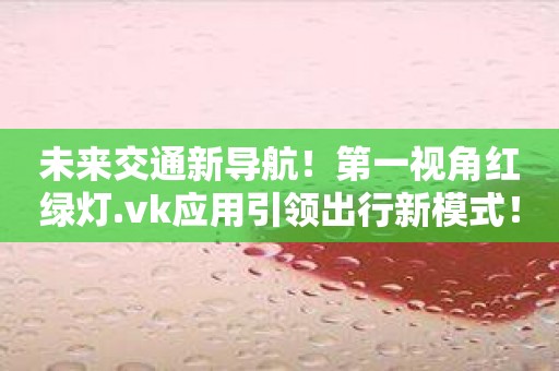 未来交通新导航！第一视角红绿灯.vk应用引领出行新模式！