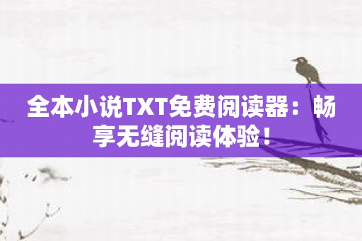 全本小说TXT免费阅读器：畅享无缝阅读体验！