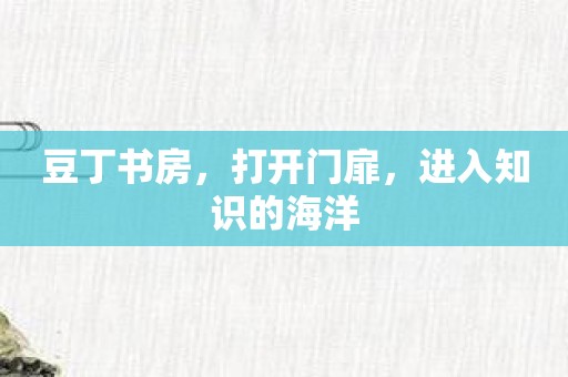 豆丁书房，打开门扉，进入知识的海洋