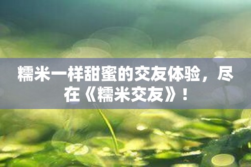 糯米一样甜蜜的交友体验，尽在《糯米交友》！