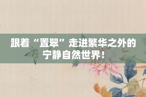跟着“置翠”走进繁华之外的宁静自然世界！