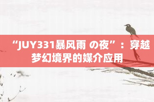 “JUY331暴风雨 の夜”：穿越梦幻境界的媒介应用