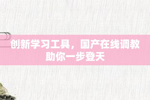 创新学习工具，国产在线调教助你一步登天