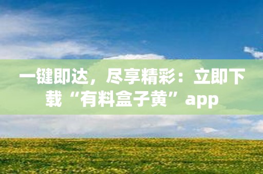 一键即达，尽享精彩：立即下载“有料盒子黄”app