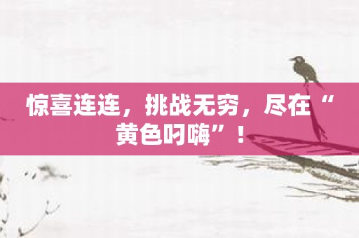 惊喜连连，挑战无穷，尽在“黄色叼嗨”！