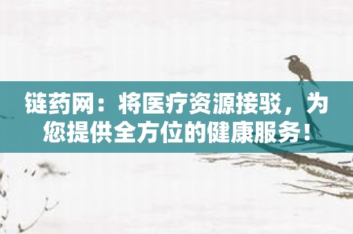链药网：将医疗资源接驳，为您提供全方位的健康服务！
