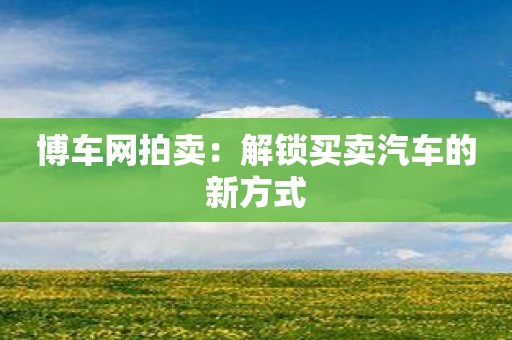 博车网拍卖：解锁买卖汽车的新方式
