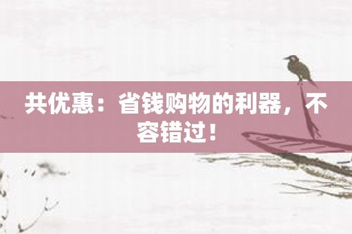 共优惠：省钱购物的利器，不容错过！