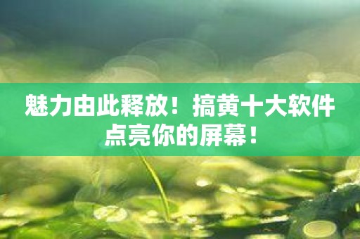 魅力由此释放！搞黄十大软件点亮你的屏幕！