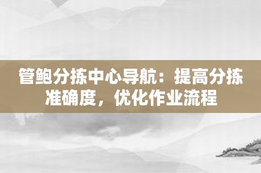 管鲍分拣中心导航：提高分拣准确度，优化作业流程
