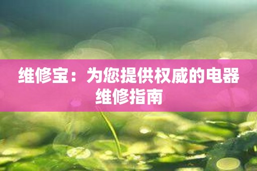 维修宝：为您提供权威的电器维修指南